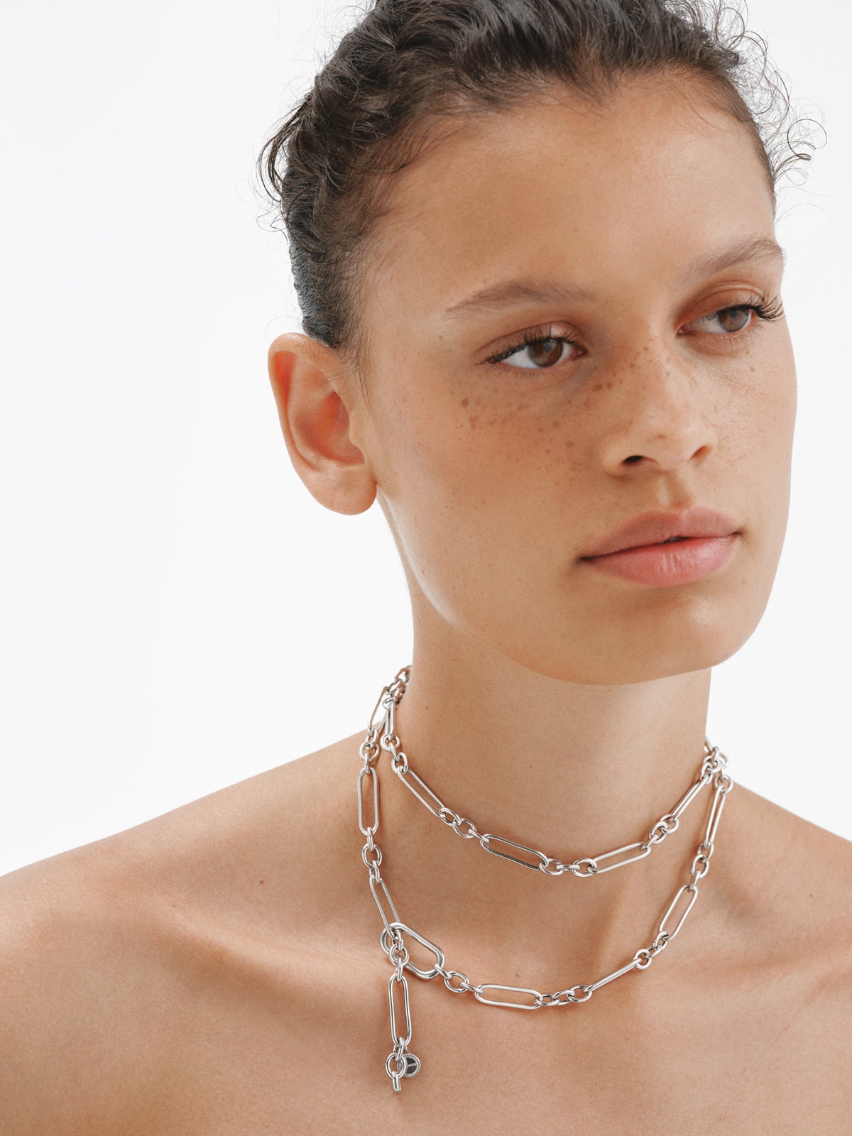 Cadena eslabón mixto 80 cm de plata 925 rodiada