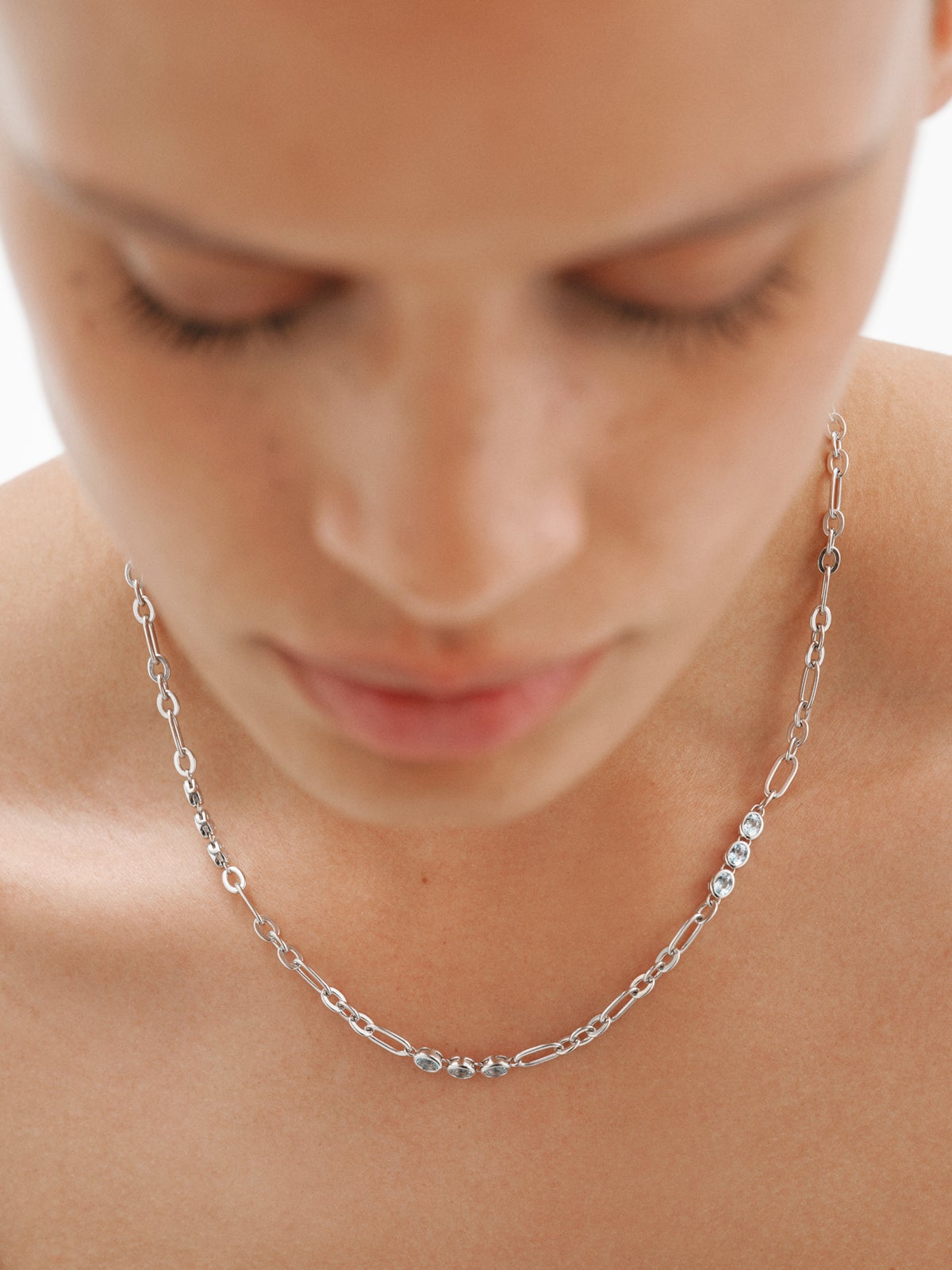 Collar de plata 925 con topacios azul sky