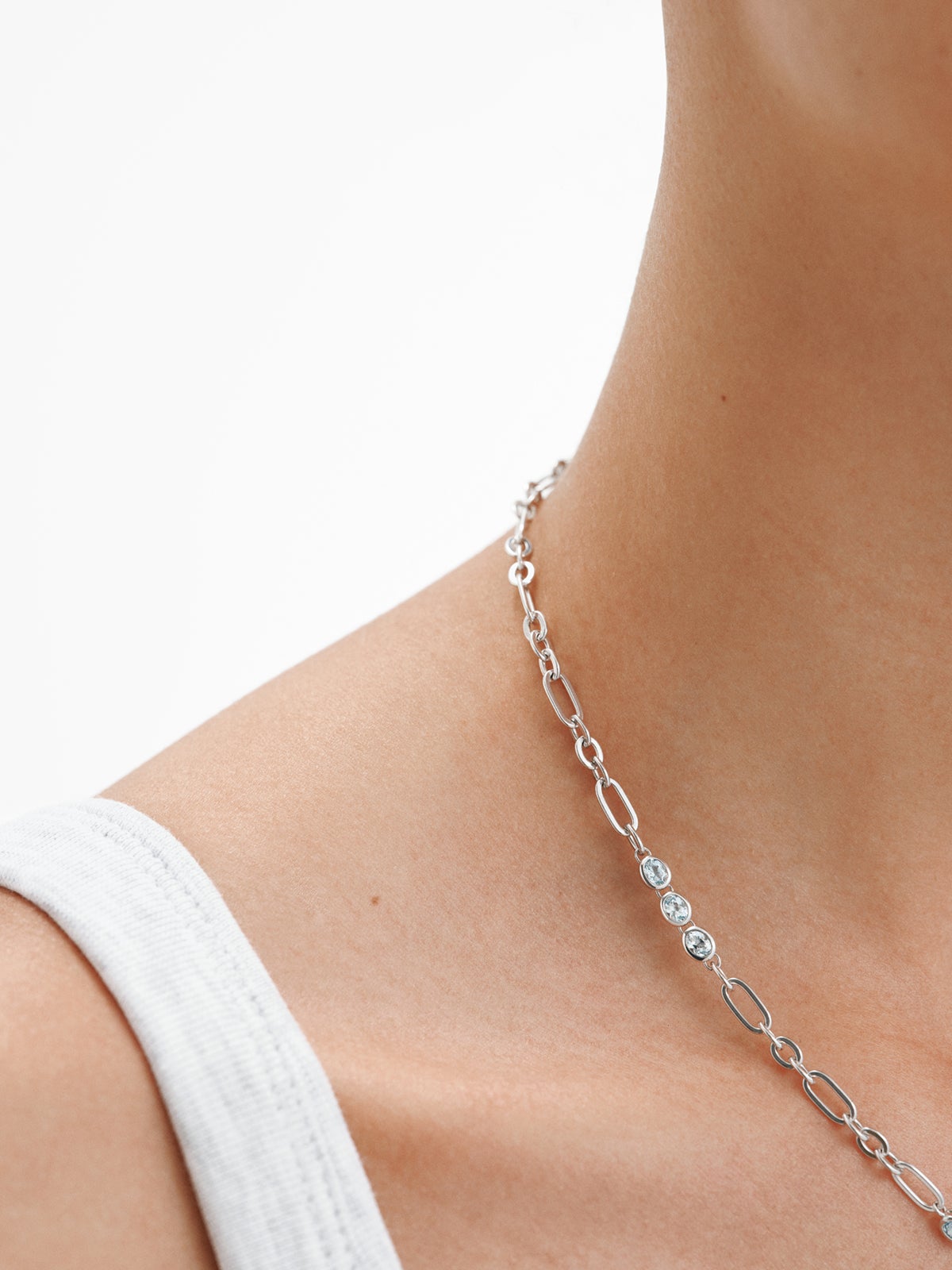 Collar de plata 925 con topacios azul sky