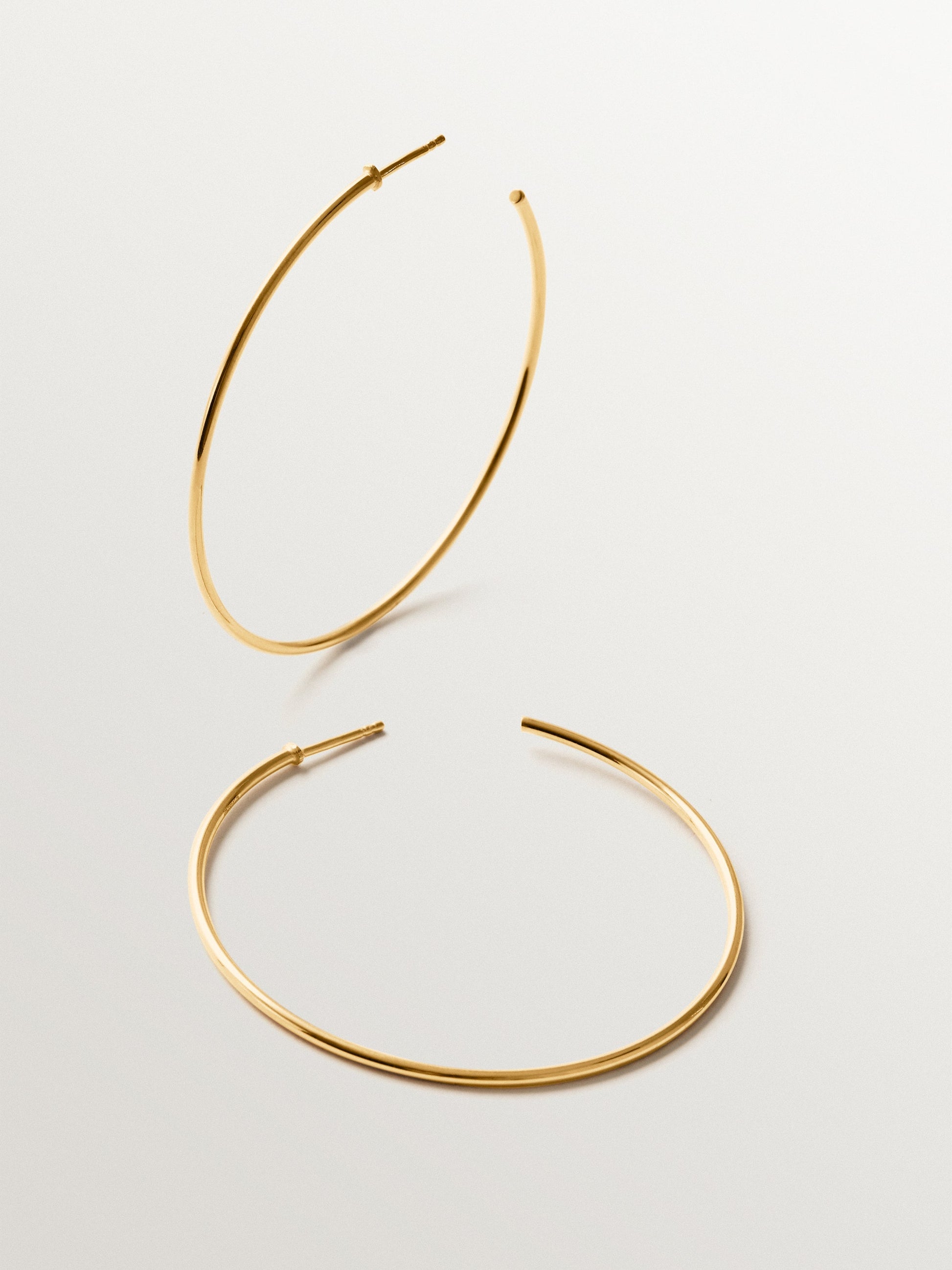 Pendientes de aro grandes de plata 925 bañada en oro de 18K