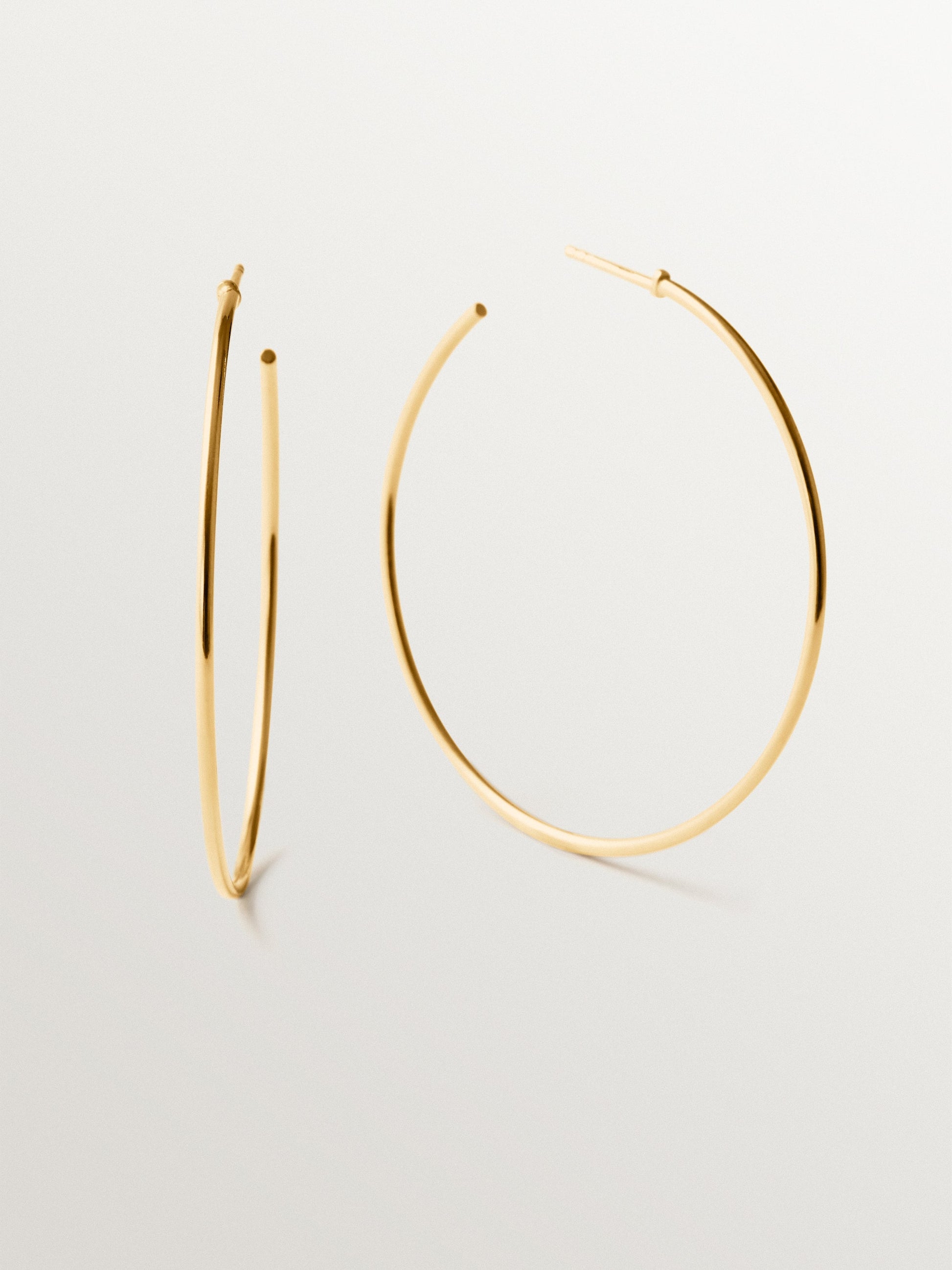 Pendientes de aro grandes de plata 925 bañada en oro de 18K