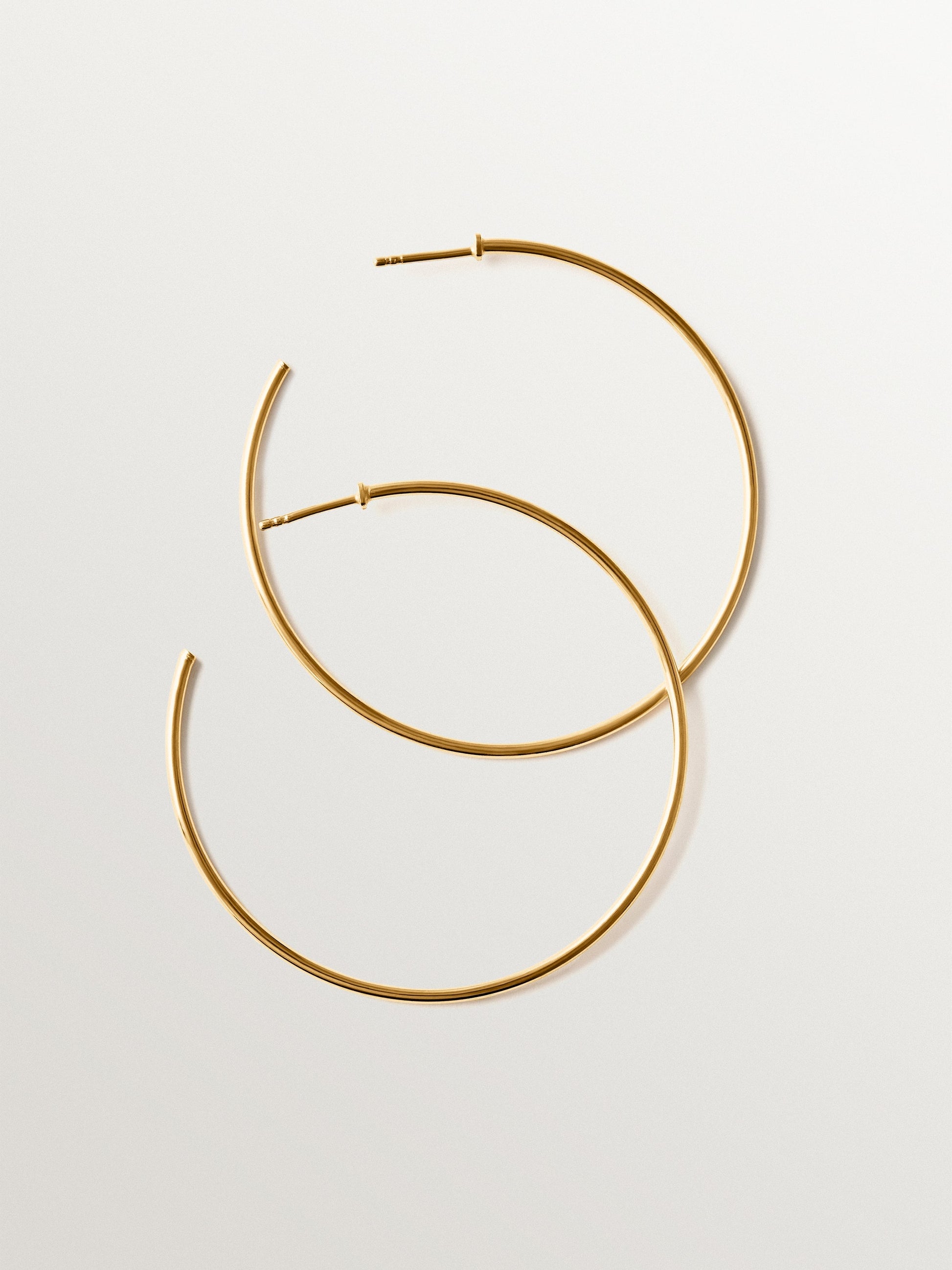 Pendientes de aro grandes de plata 925 bañada en oro de 18K