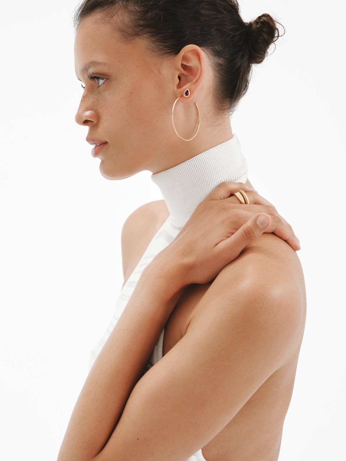 Pendientes de aro medianos de plata 925 bañada en oro de 18K