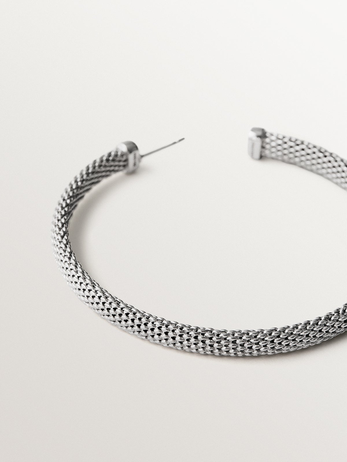 Pendientes grandes de plata 925 con textura de malla