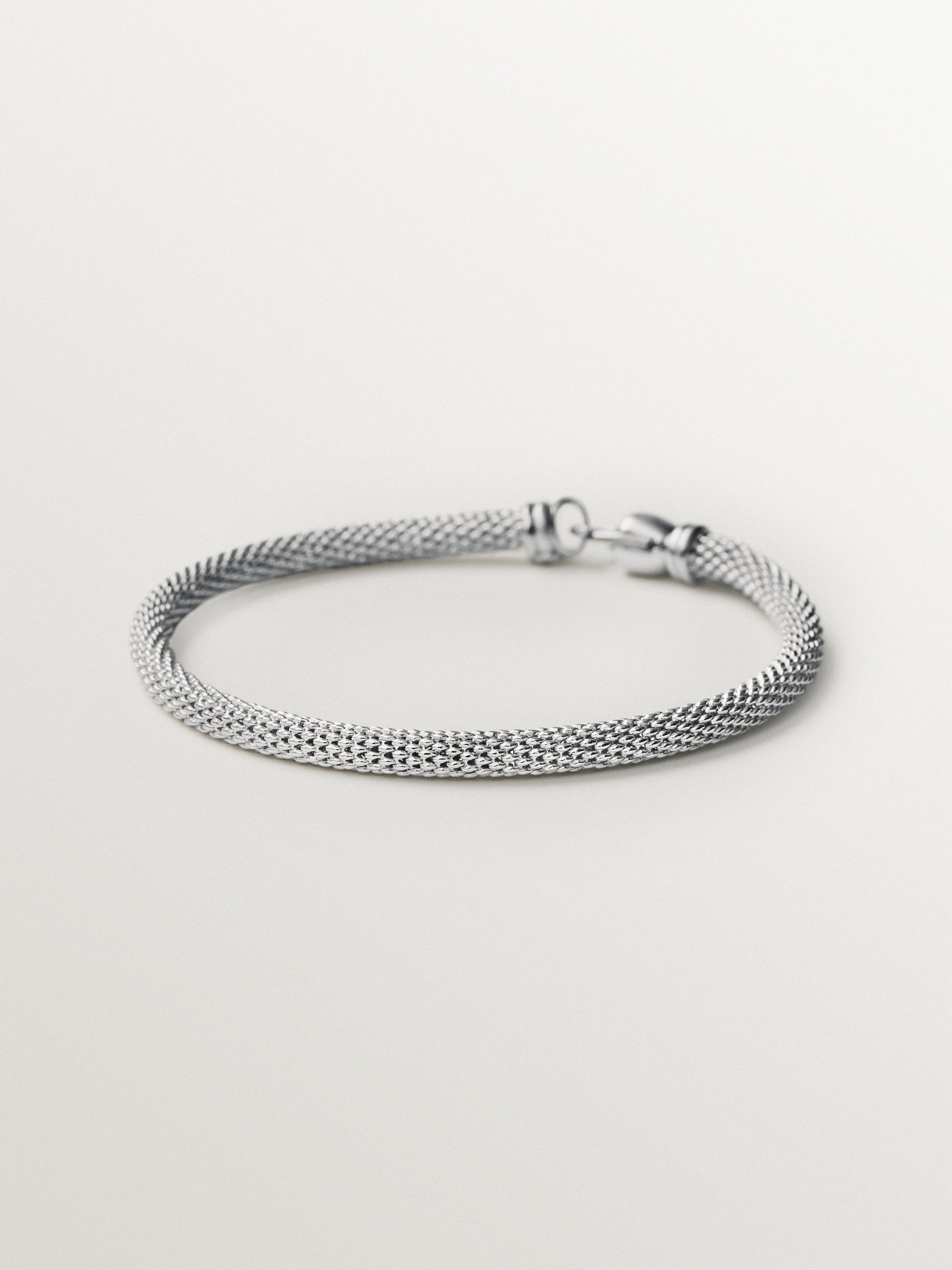 Pulsera de plata 925 con textura de malla