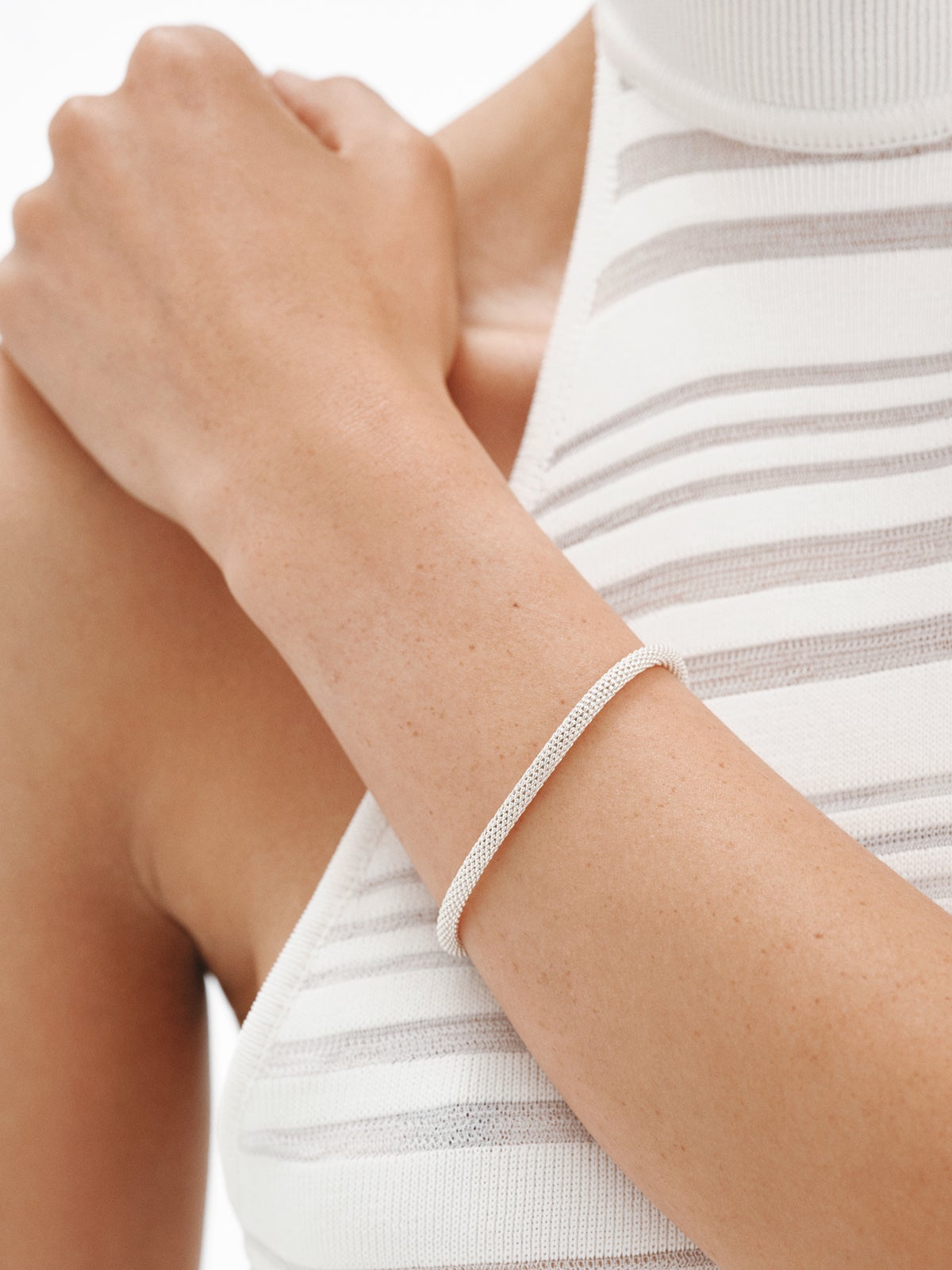 Pulsera de plata 925 con textura de malla