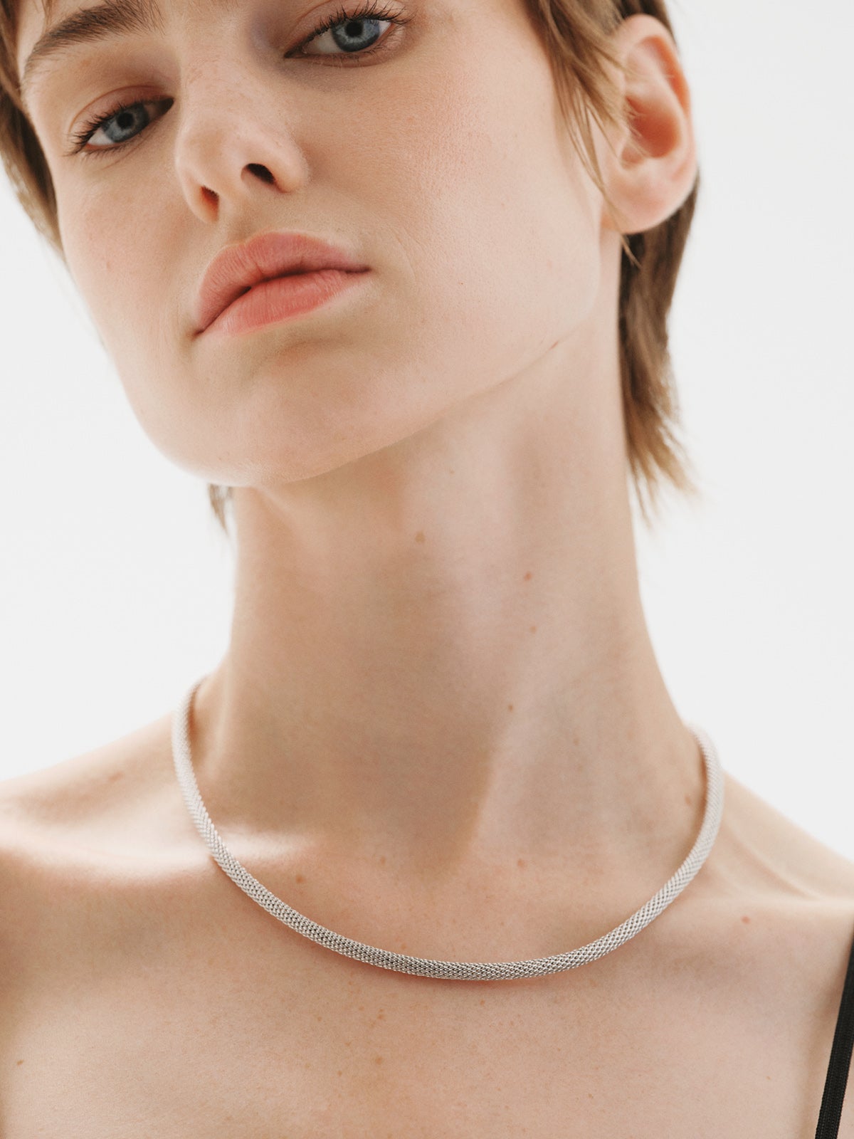 Collar de plata 925 con textura de malla