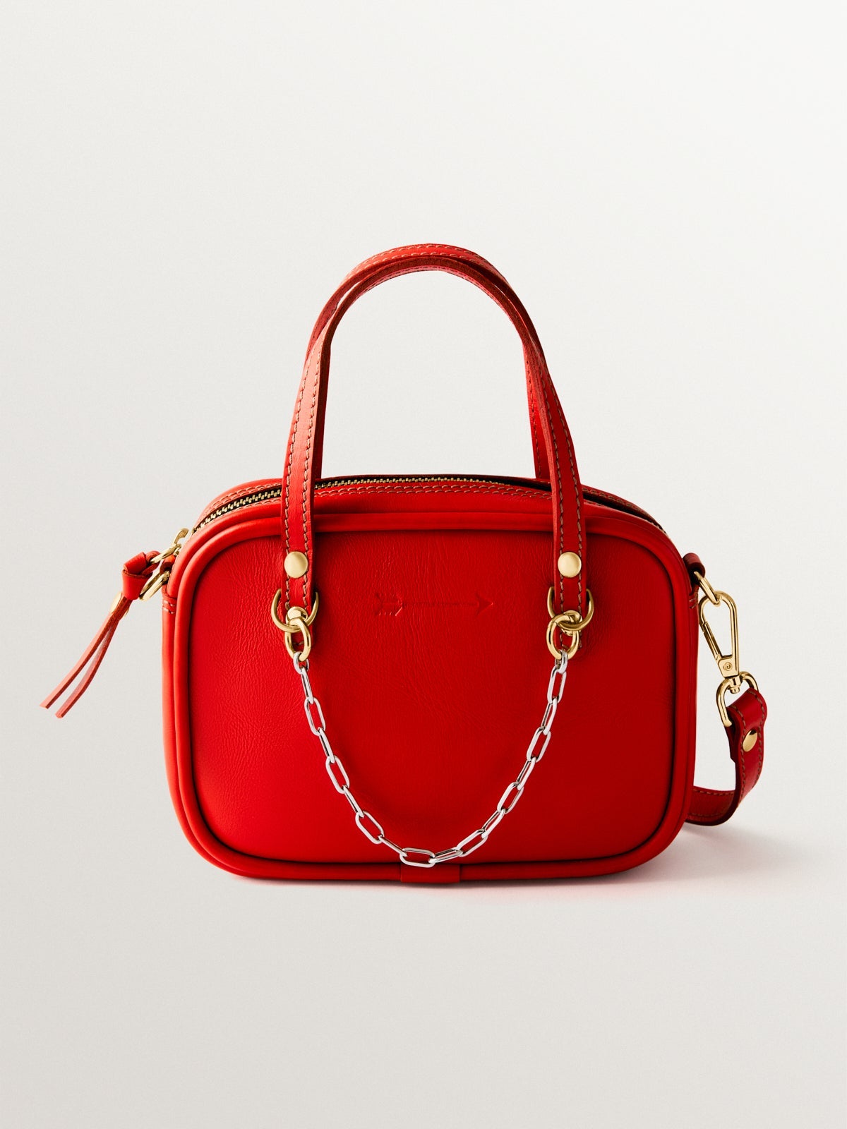 Bolso Sally´s Ketchup con chain de plata 925 y cierres bañados en oro de 18K
