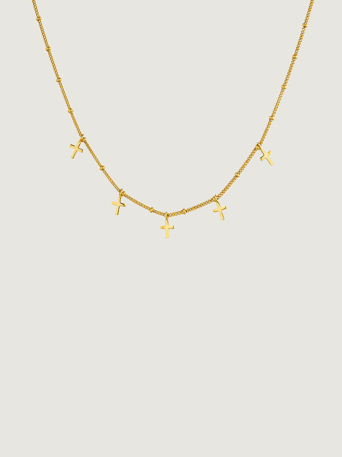 925 Silver necklace bathed in 18K yellow gold with crosses