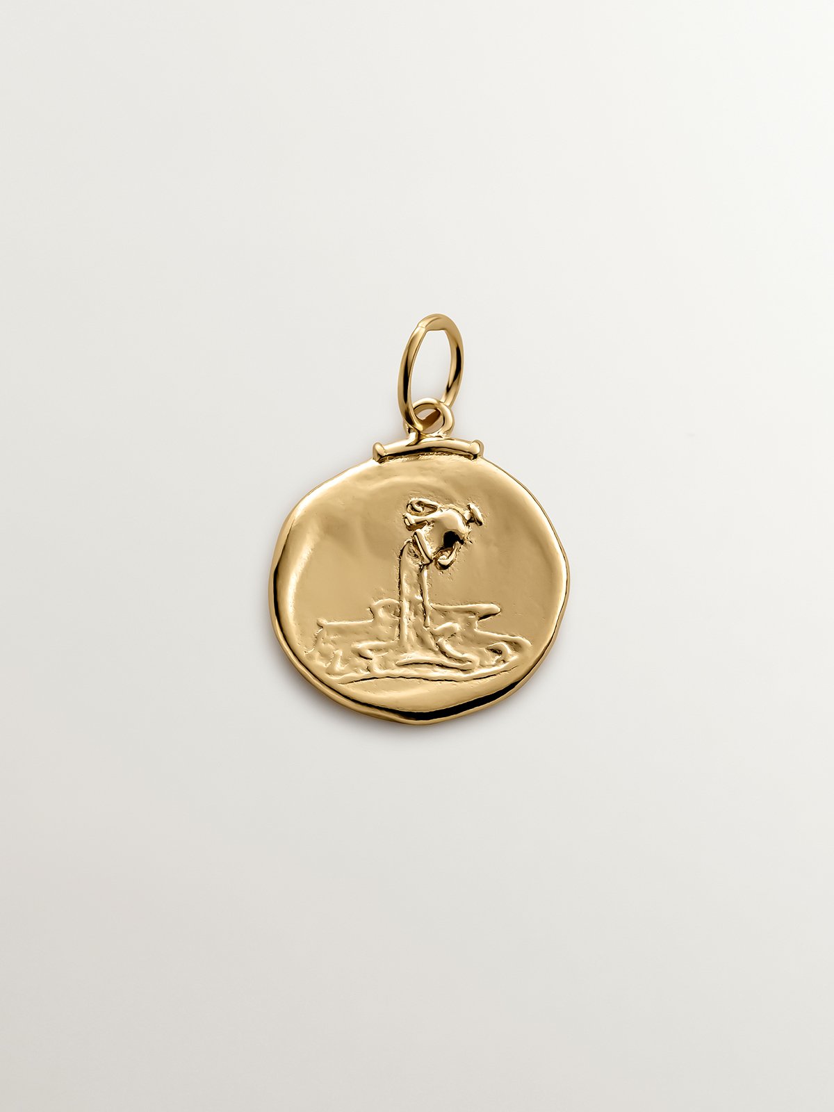 925 Silver Aquarius Charm Coated in 18K Yellow Gold