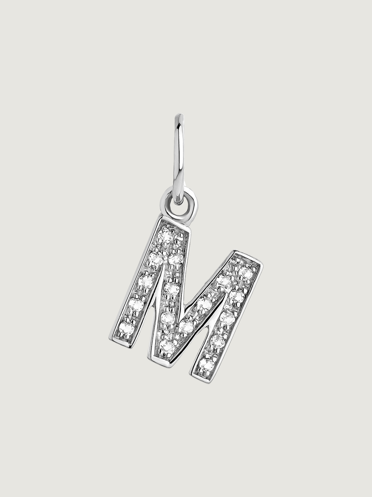 925 Silver Charm with White Topaz Initial M