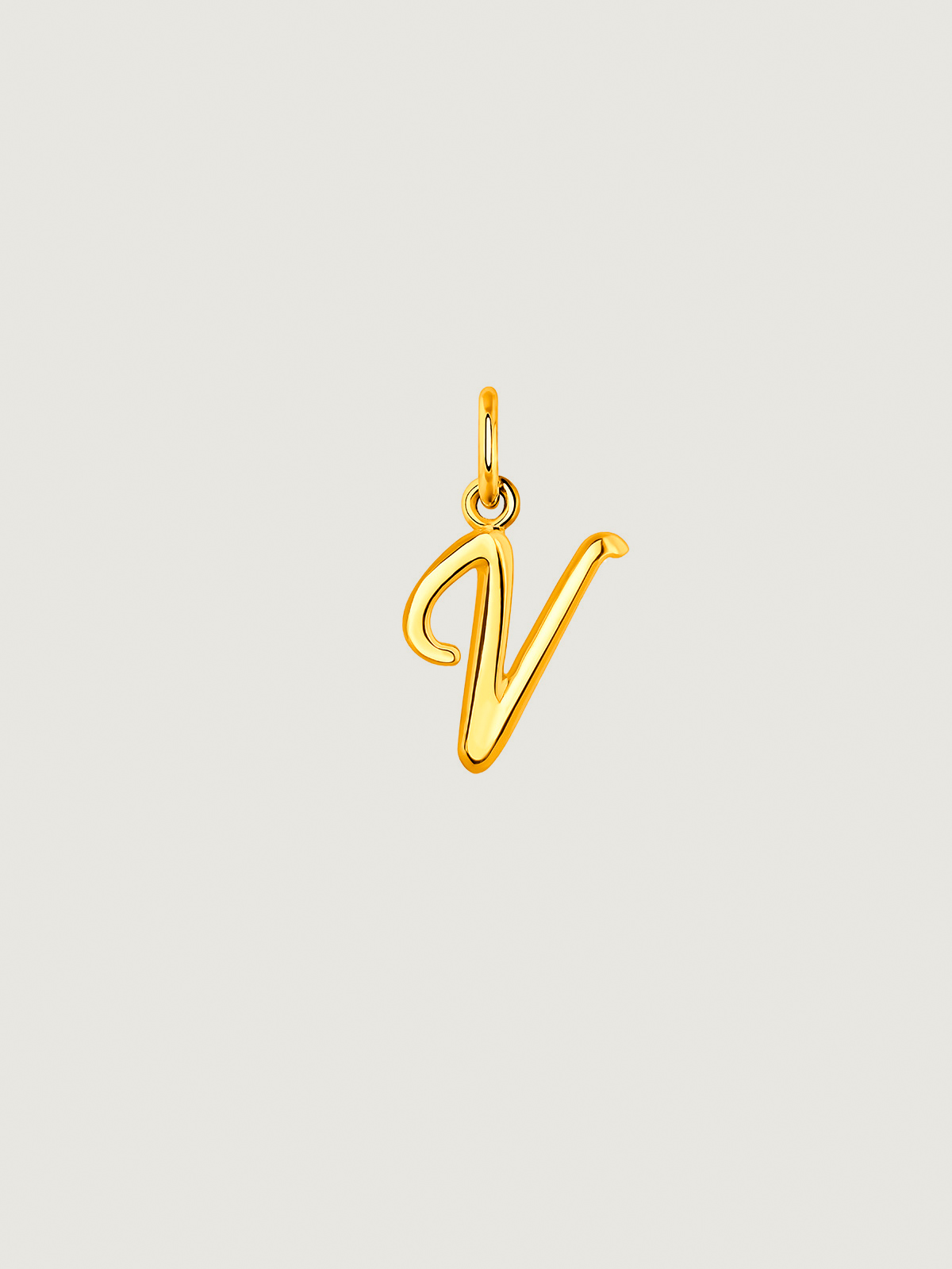 18K Yellow Gold-Plated 925 Silver Charm with Initial V
