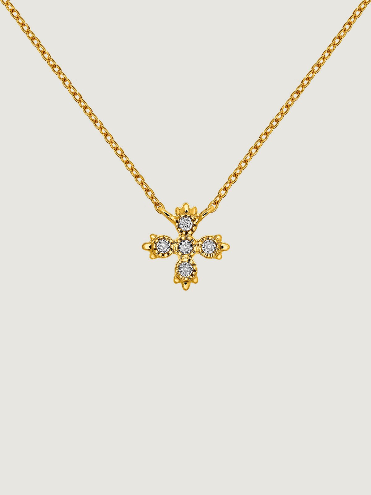 Pendentif en or jaune 9K avec croix de diamants