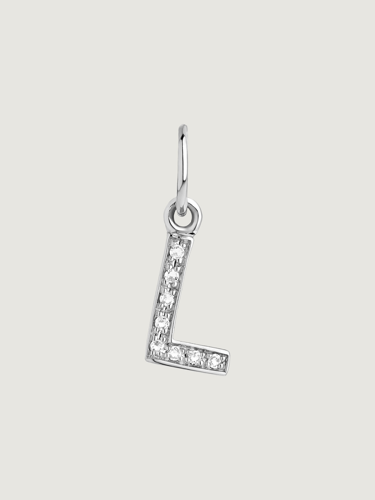 925 Silver Charm and White Topaz Initial L