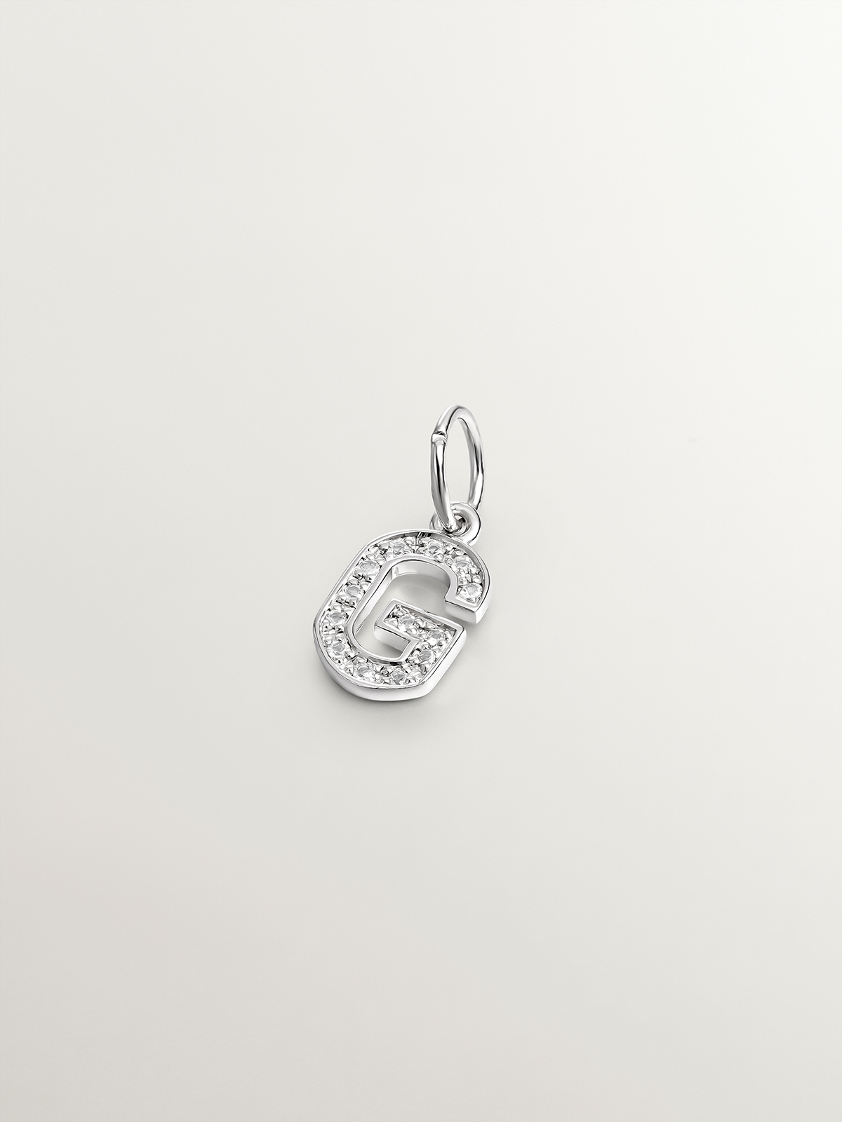 925 Silver Charm with White Topaz Initial G