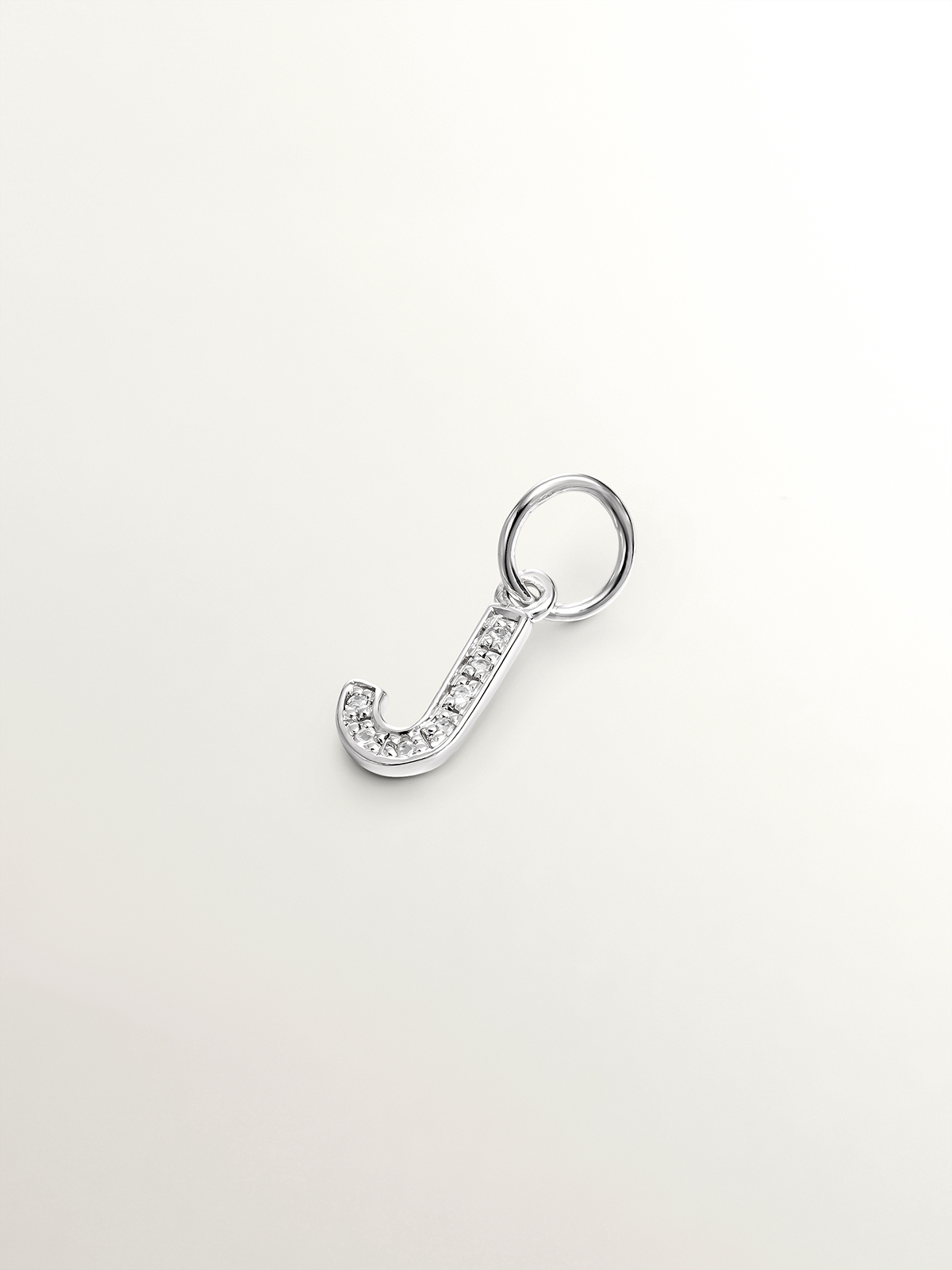 925 Silver Charm with White Topaz Initial J
