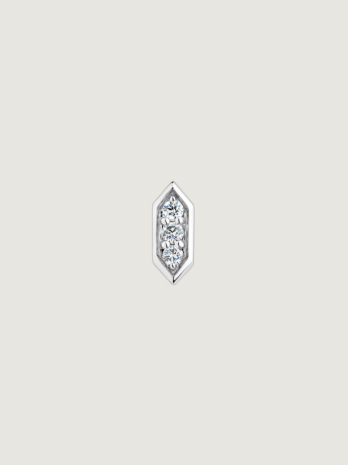 Piercing hexagonal de oro blanco de 18K con diamantes