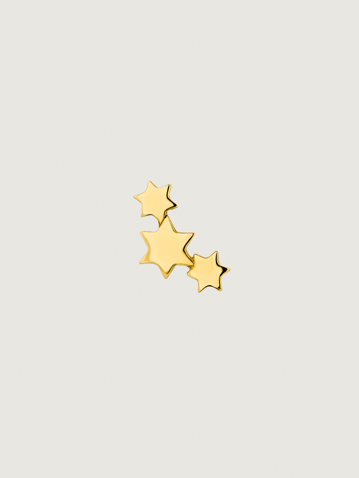 Boucle d'oreille individuelle en or jaune 9K avec des étoiles