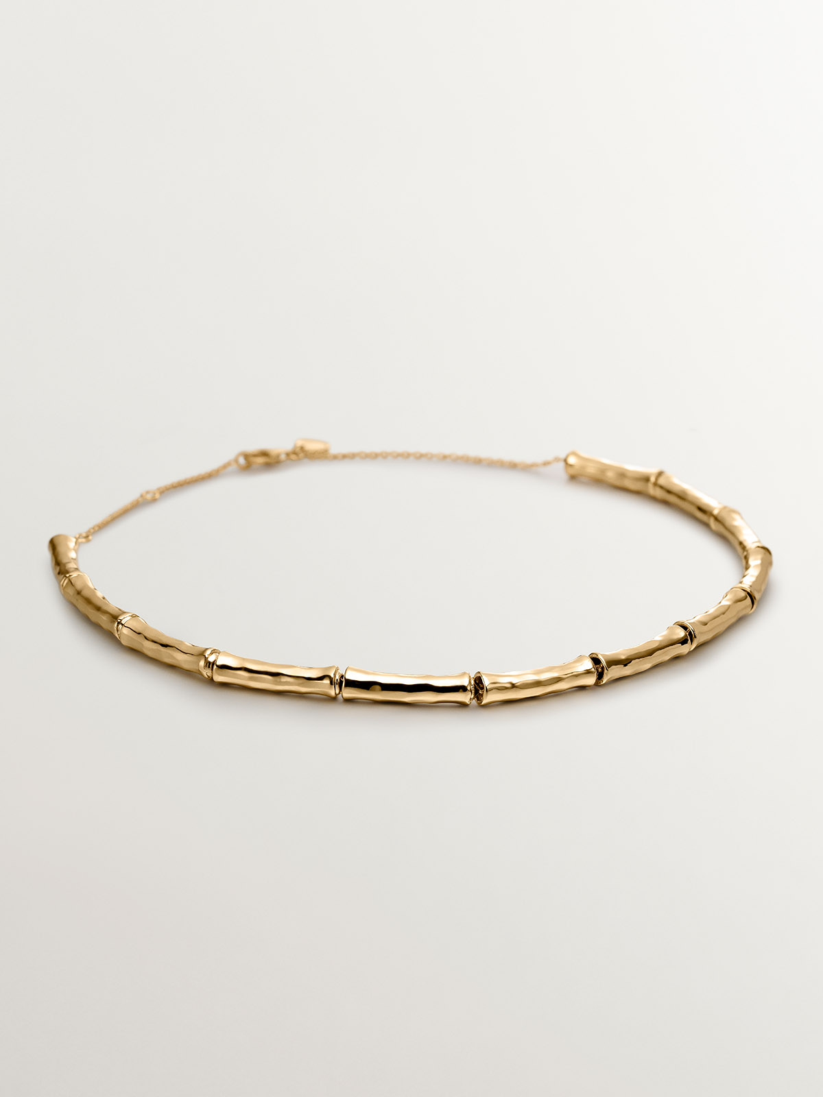 925 Silver necklace bathed in 18K yellow gold with bamboo texture