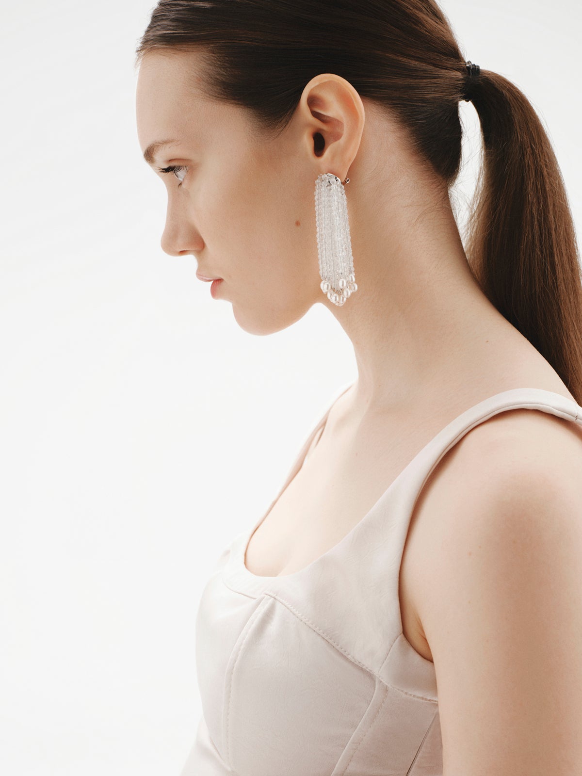 Pendientes en cascada con perlas barrocas y cristales