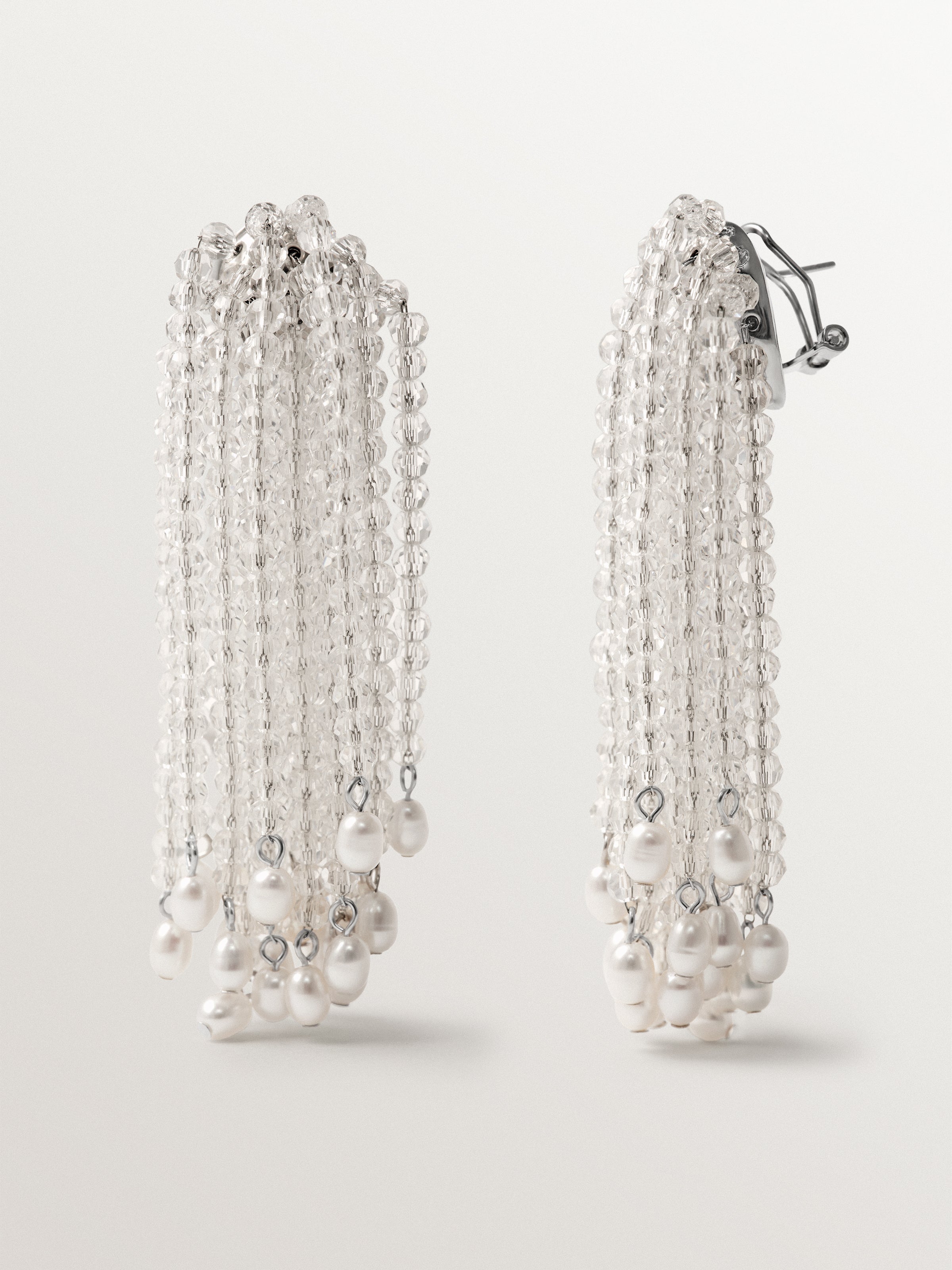 Pendientes en cascada con perlas barrocas y cristales