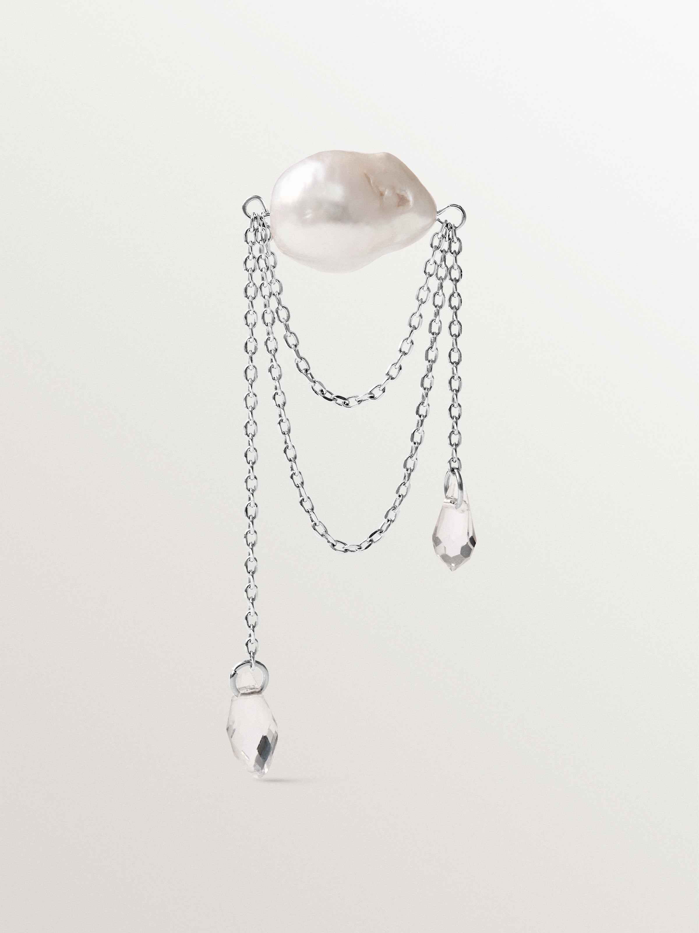 Boucle d’oreille à clous avec perles et cristaux baroques