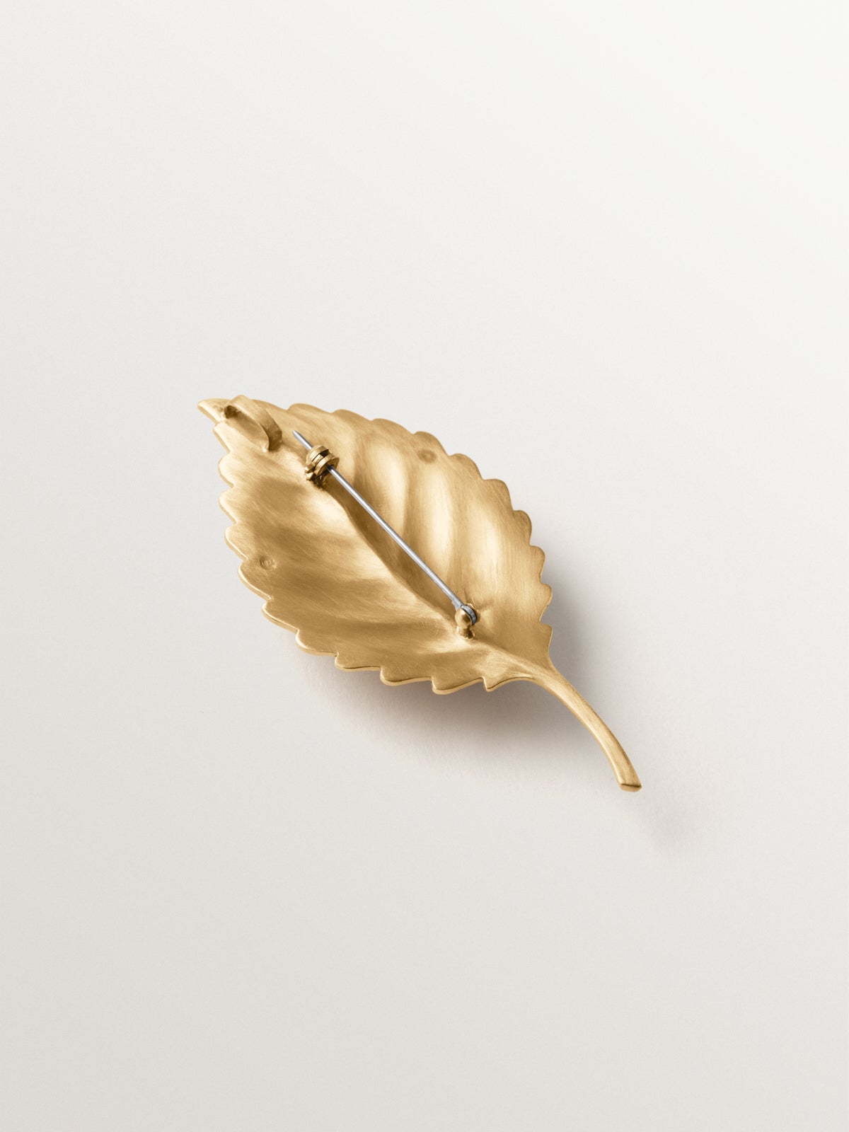 Broche-charm bañado en oro amarillo con cristales y forma de hoja e insectos