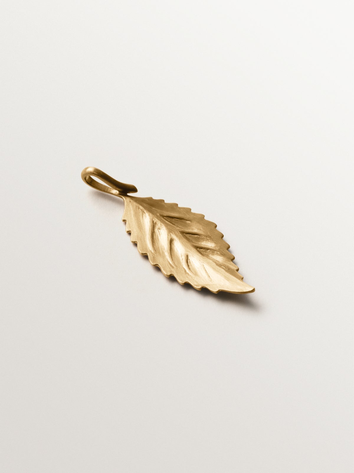 Charm bañado en oro amarillo con forma de hoja
