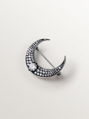 Broche bicolor con cristales en forma de luna
