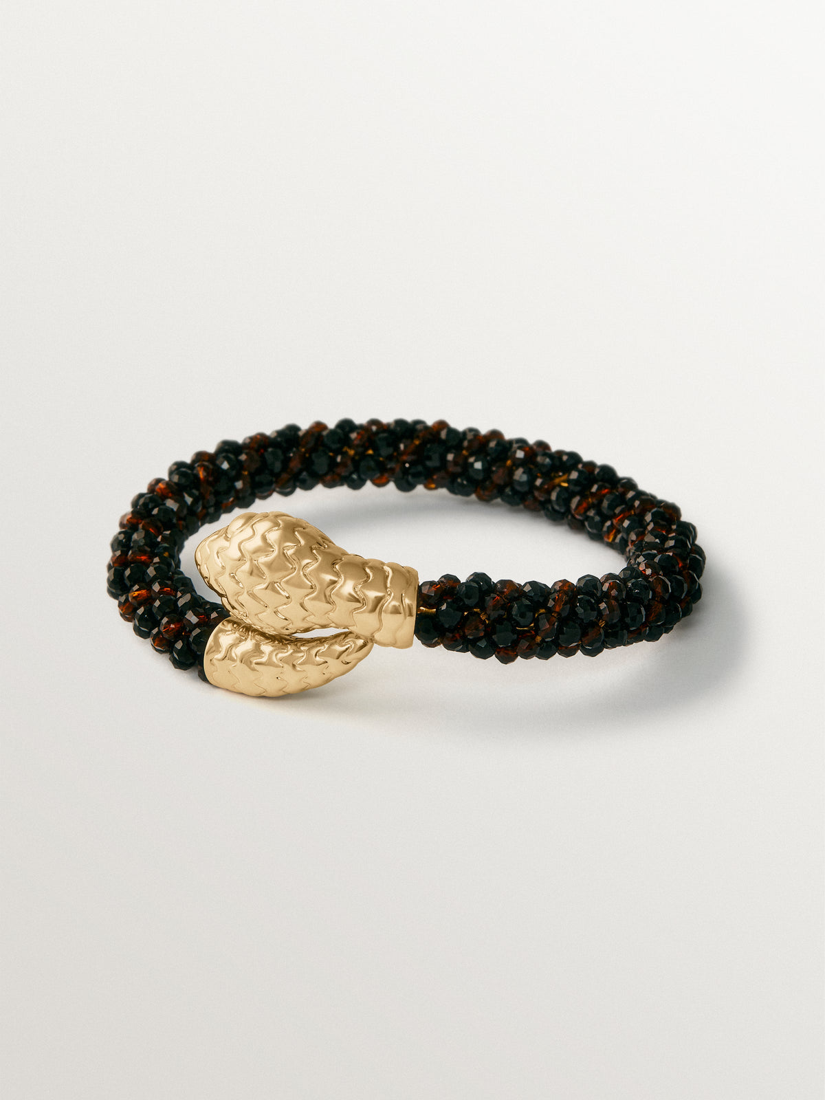 Pulsera tú y yo bañada en oro amarillo con forma de serpiente