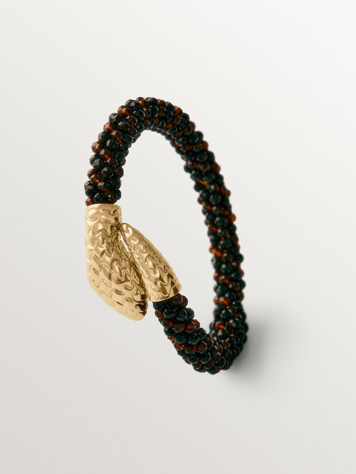 Pulsera tú y yo bañada en oro amarillo con forma de serpiente