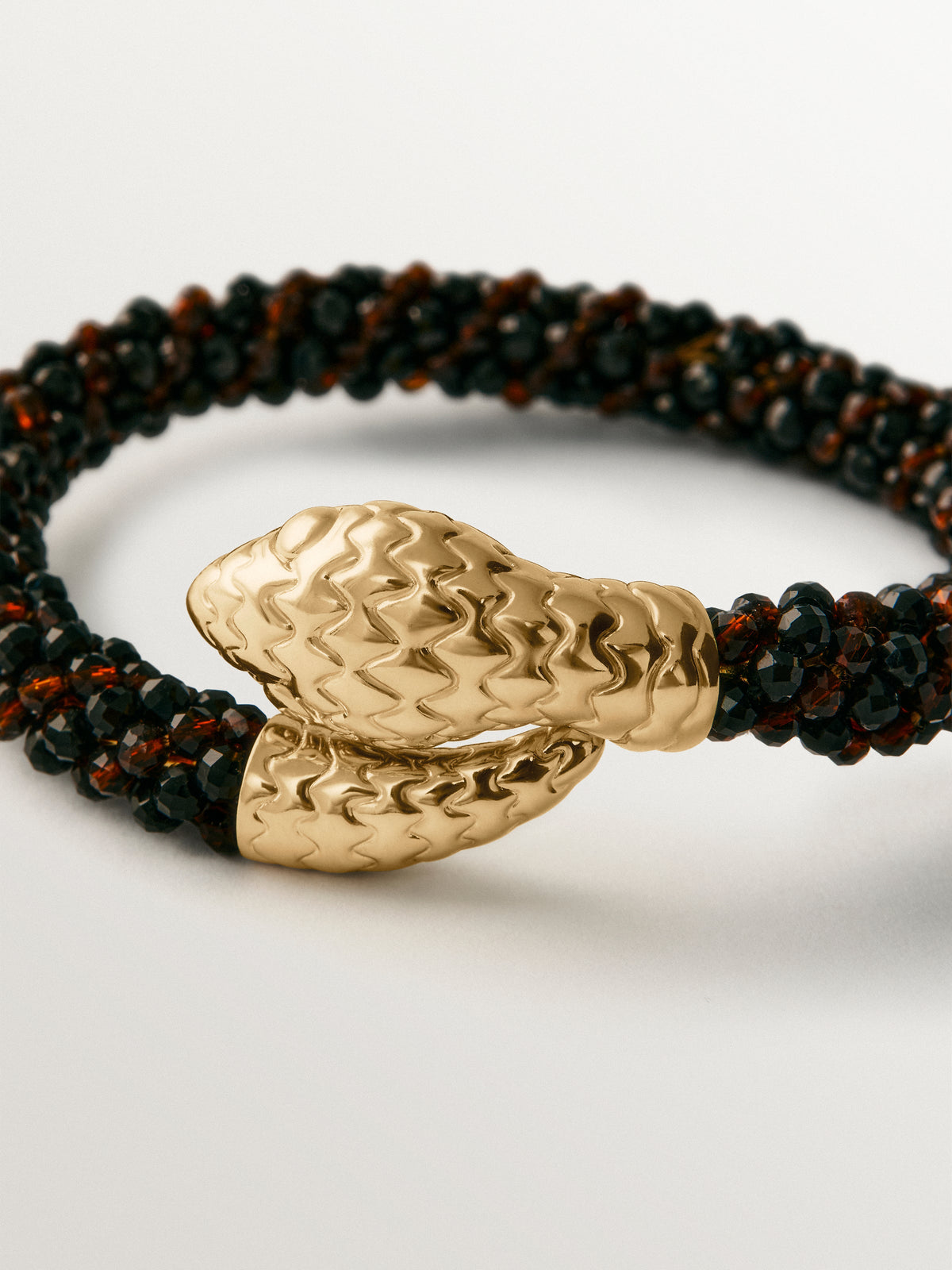 Pulsera tú y yo bañada en oro amarillo con forma de serpiente