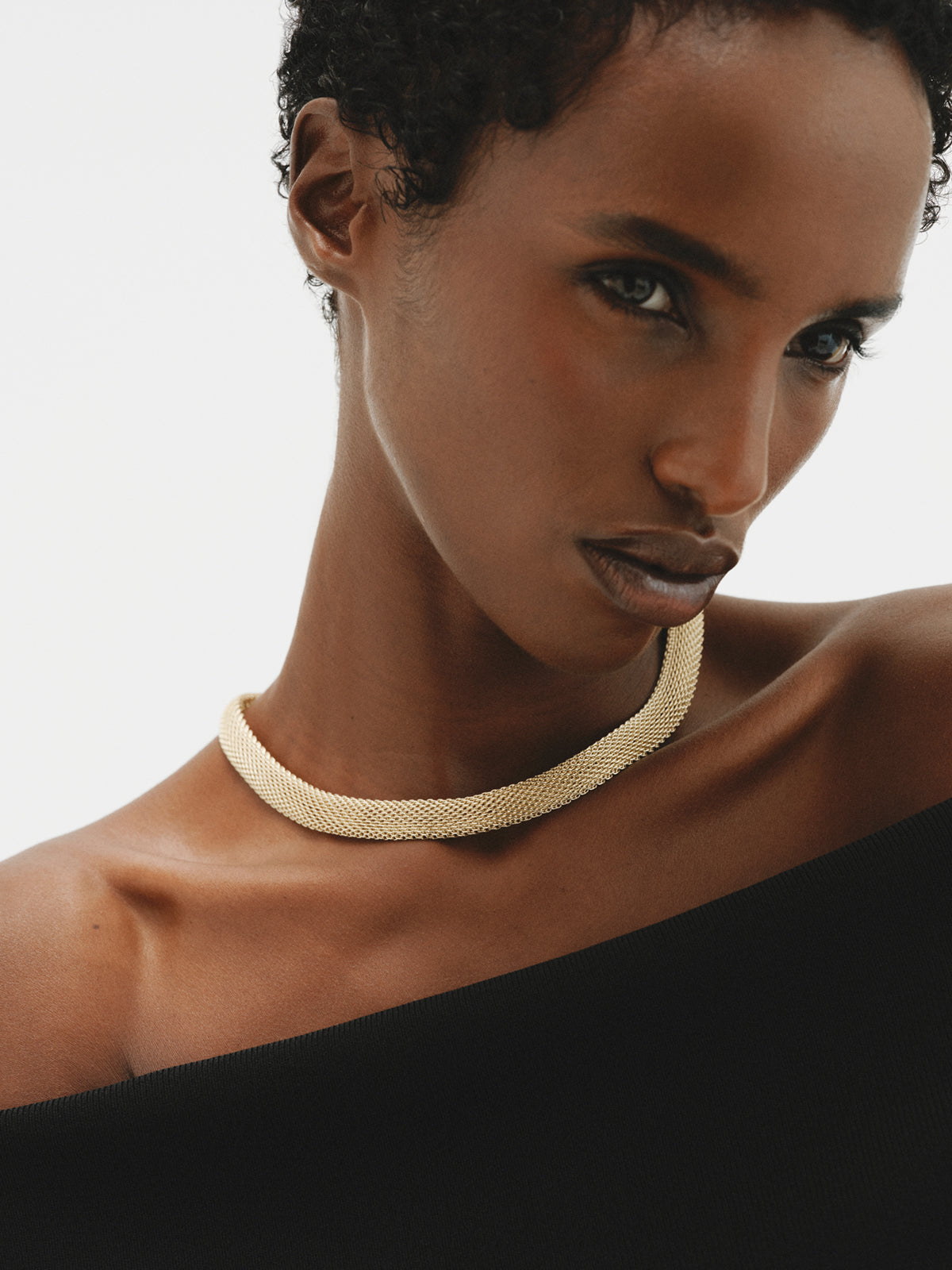 Collar de malla bañado en oro amarillo de 18K
