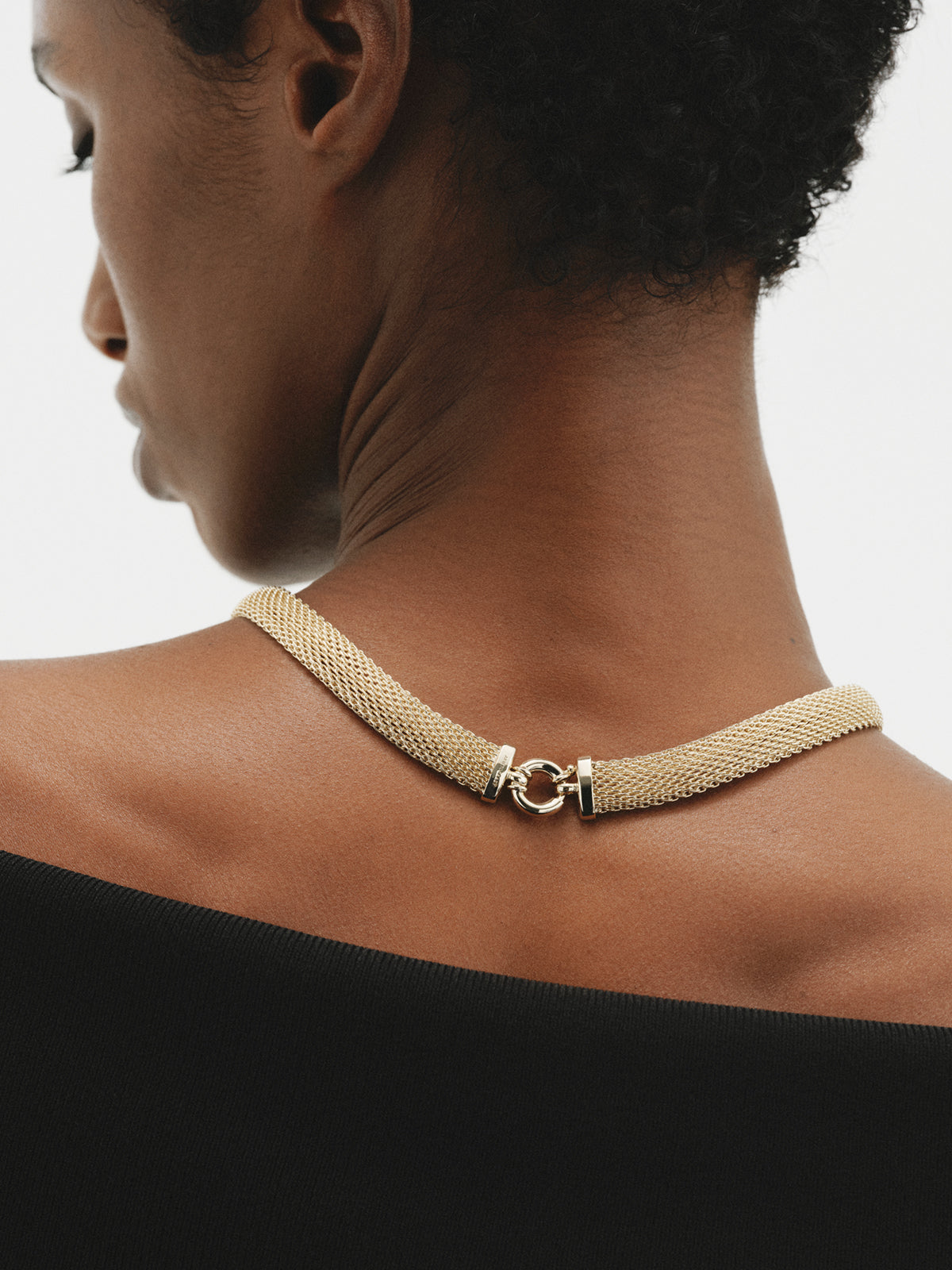 Collar de malla bañado en oro amarillo de 18K