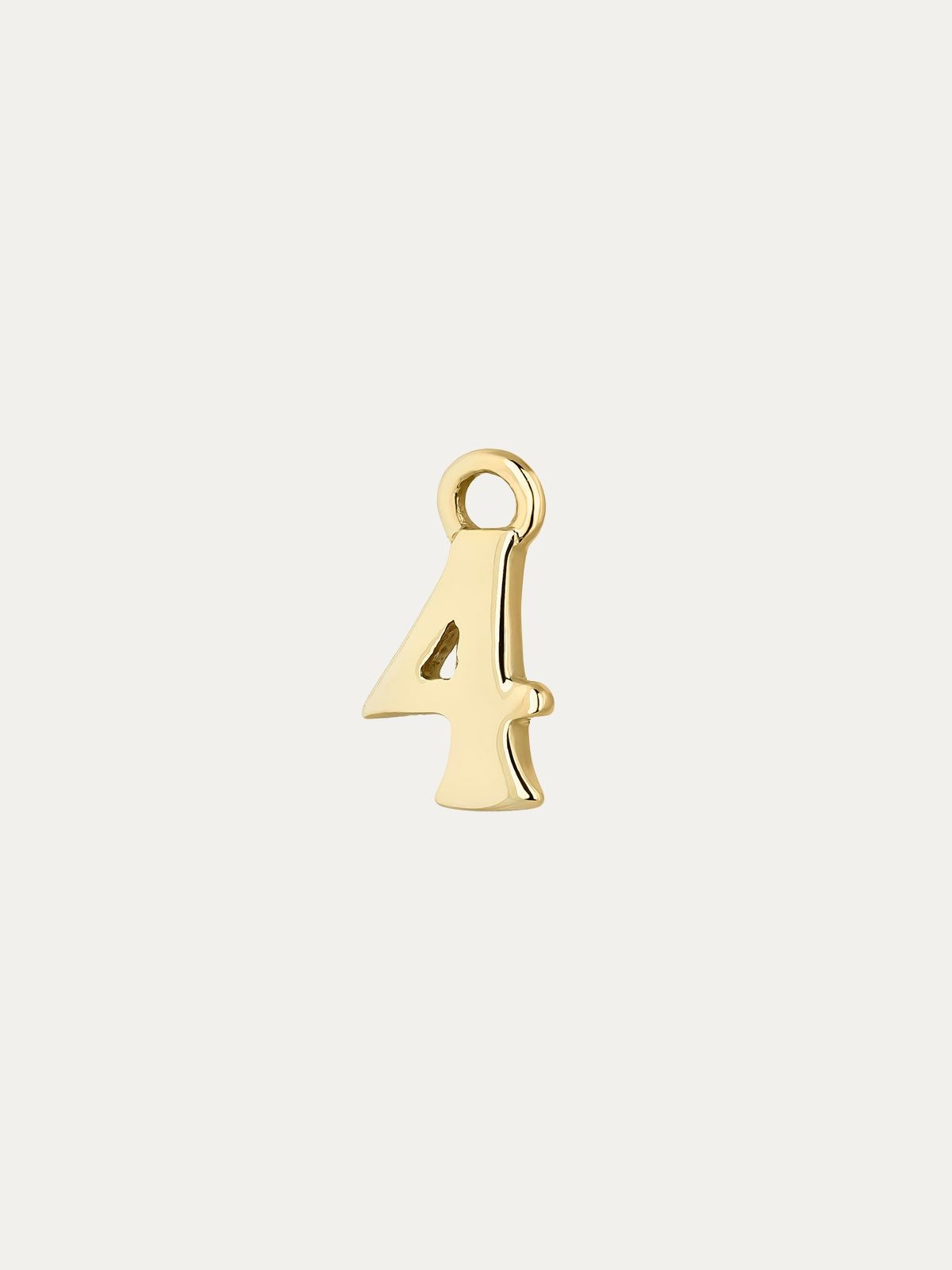 Charm de oro amarillo de 14K con número 4