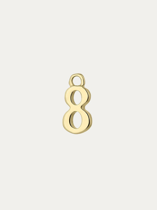 Charm de oro amarillo de 14K con número 8