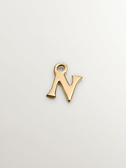 Charm de oro amarillo de 14K con letra N