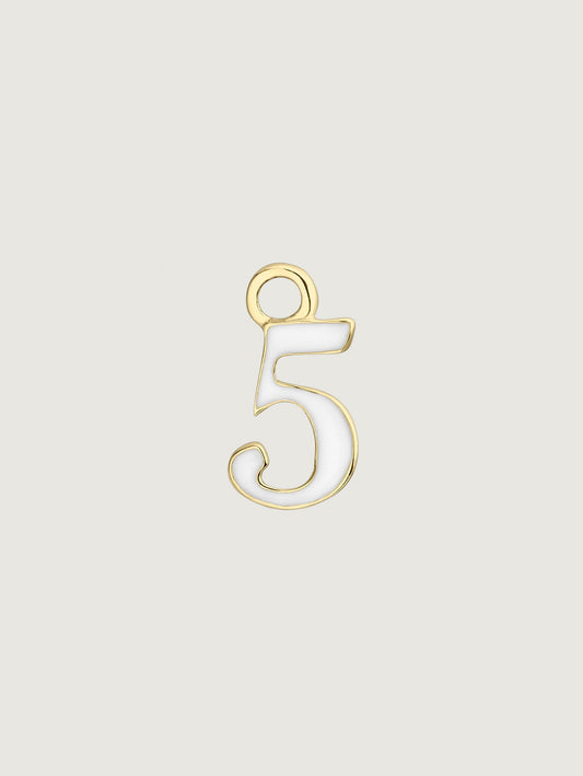 Charm de oro amarillo de 14K con número 5