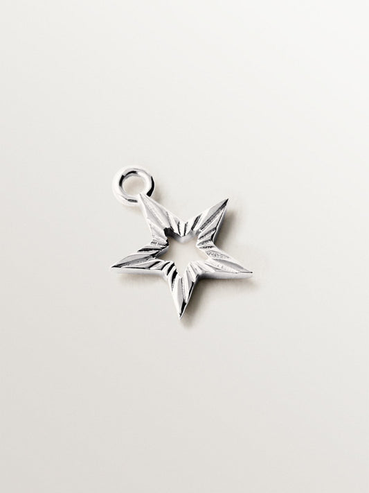 Charm de oro blanco de 14K con forma de estrella