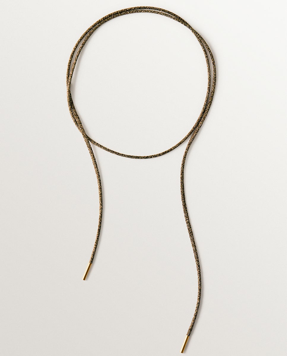 Cordel taupe con acabados en plata 925