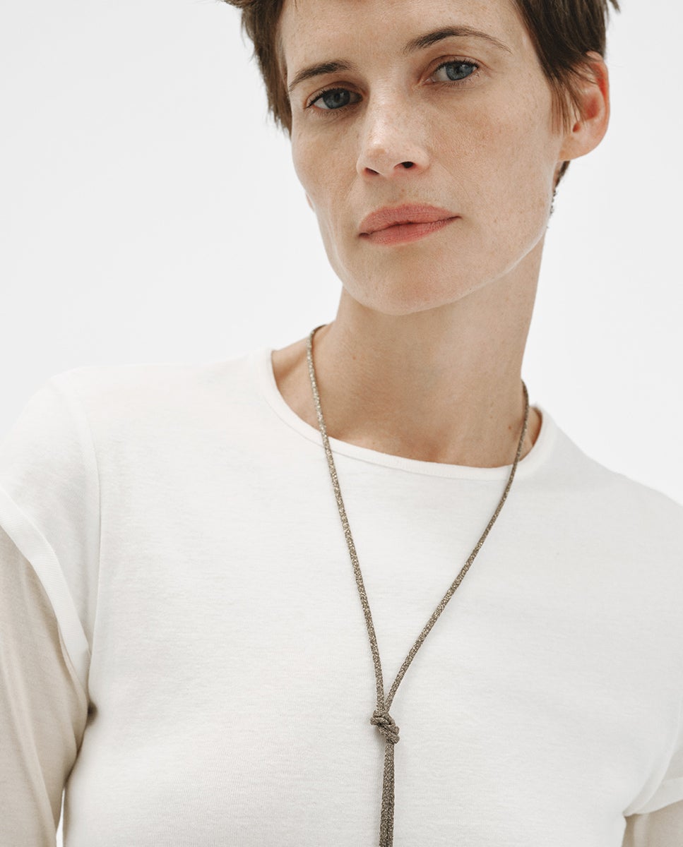 Cordel taupe con acabados en plata 925