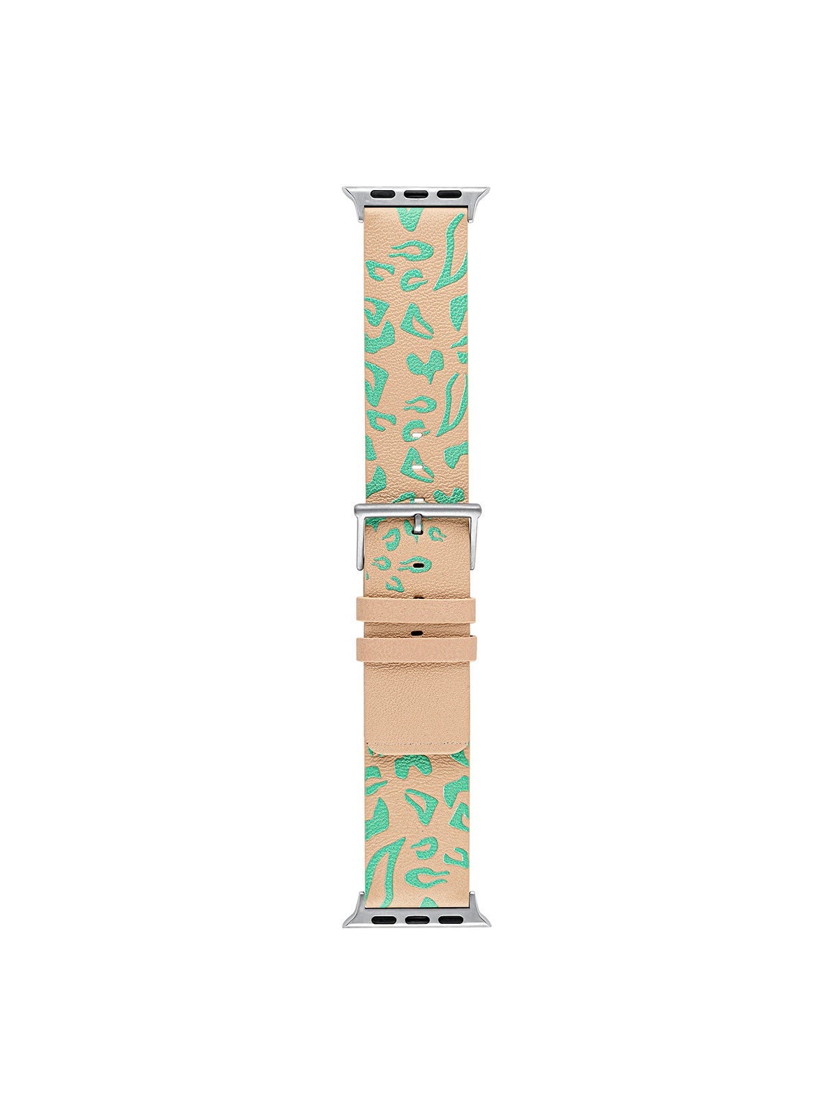 Correa para Apple Watch de cuero con animal print rosa y verde