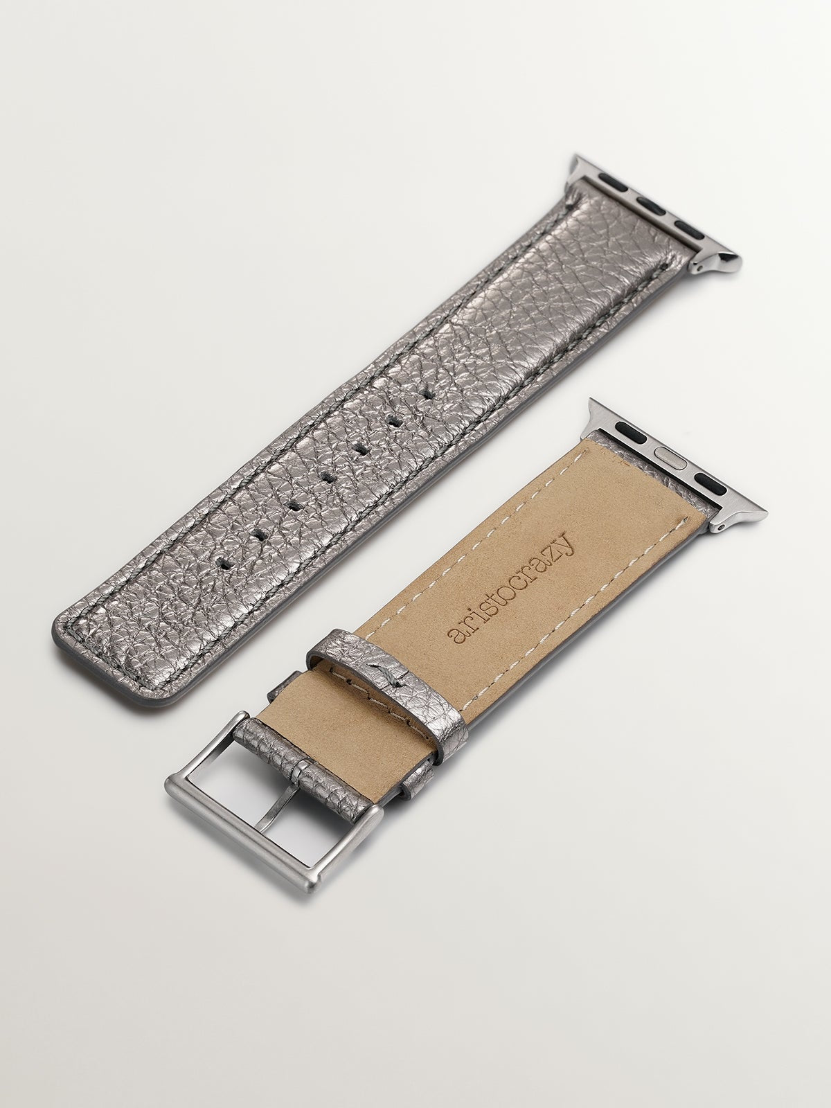 Correa para Apple Watch de cuero gris titanio con acabado de piel de búfalo