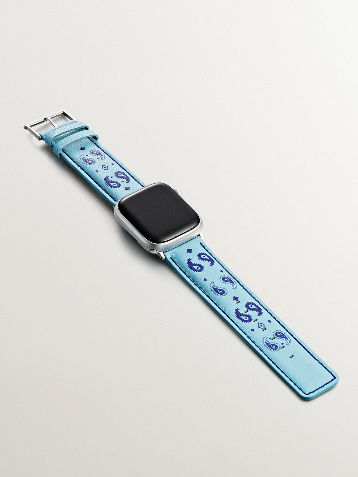 Correa para Apple Watch de cuero azul con estampado de Ying Yang