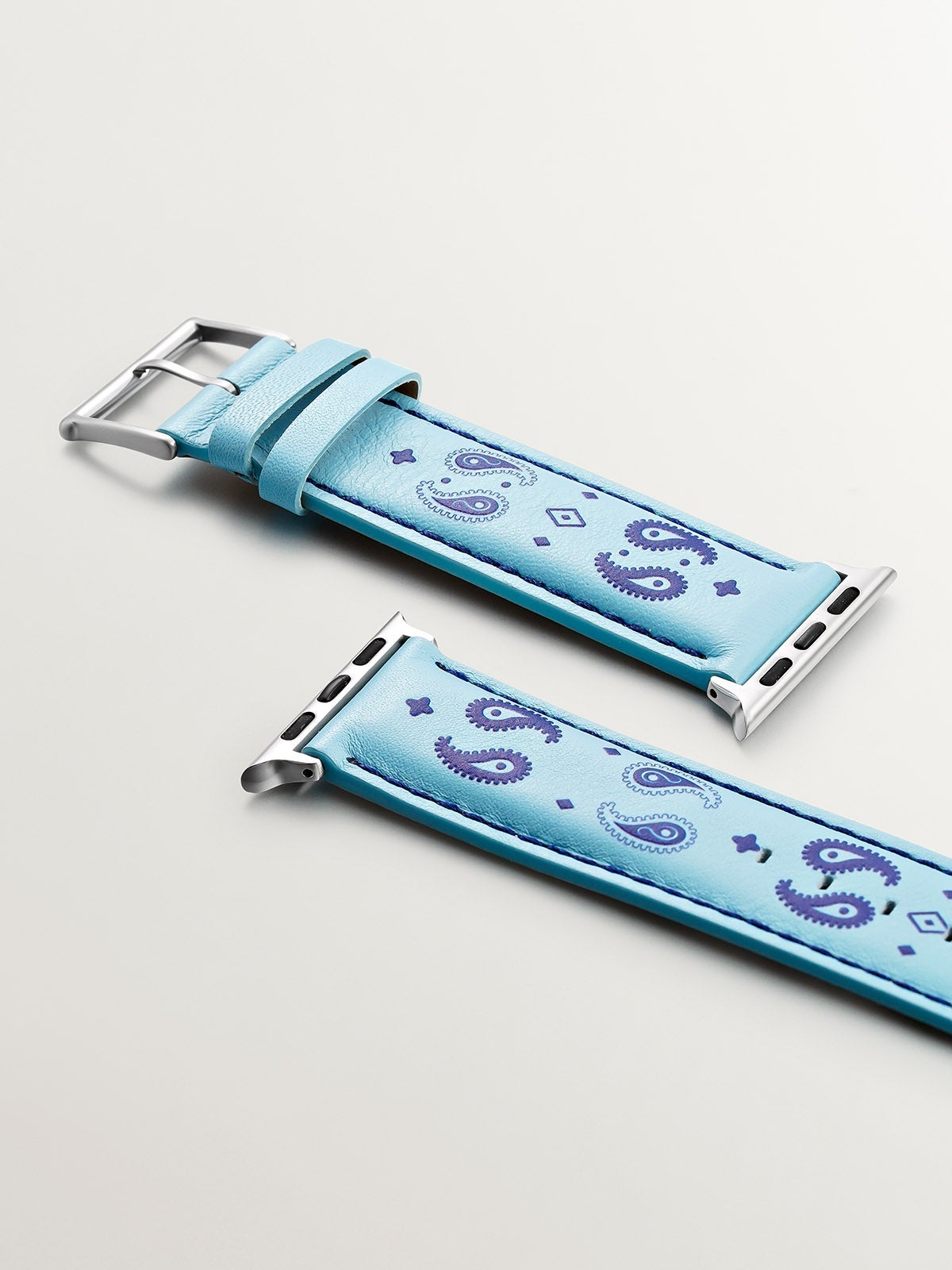 Correa para Apple Watch de cuero azul con estampado de Ying Yang