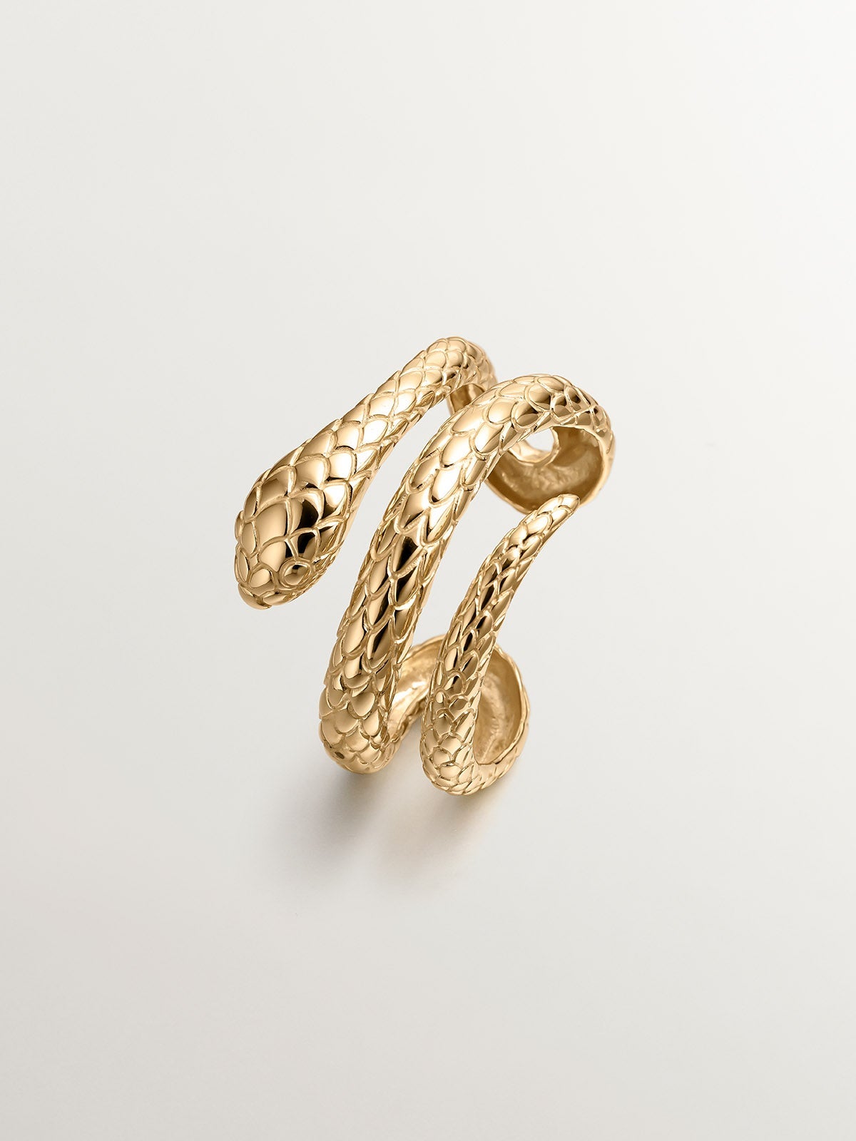 Pulsera rígida de plata 925 bañada en oro amarillo de 18K con forma de serpiente
