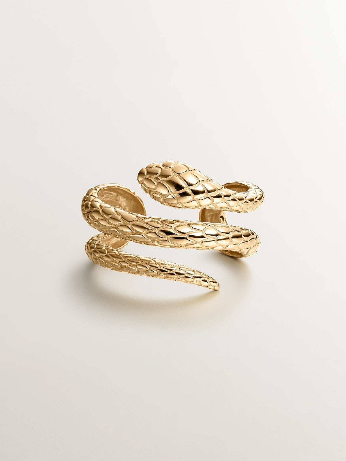 Pulsera rígida de plata 925 bañada en oro amarillo de 18K con forma de serpiente