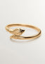 Pulsera rígida de plata 925 bañada en oro amarillo de 18K con forma de serpiente