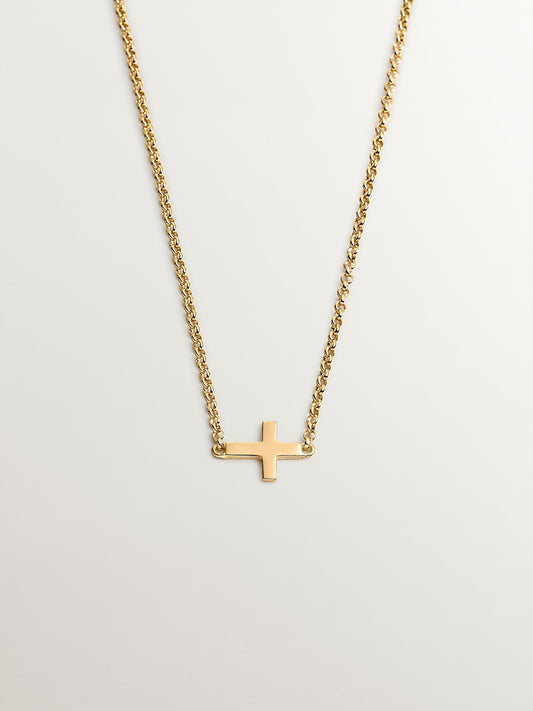 Colgante de plata 925 bañada en oro amarillo de 18K con cruz