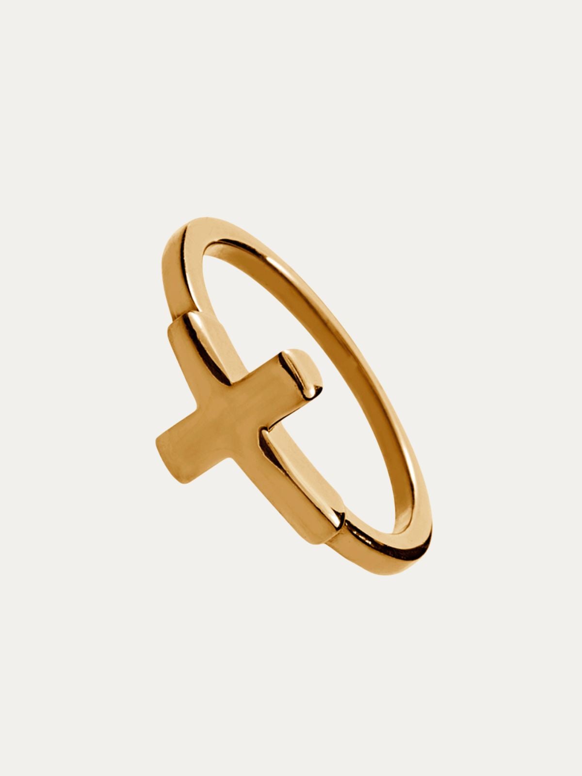 Anillo de cruz de plata 925 con baño de oro rosa